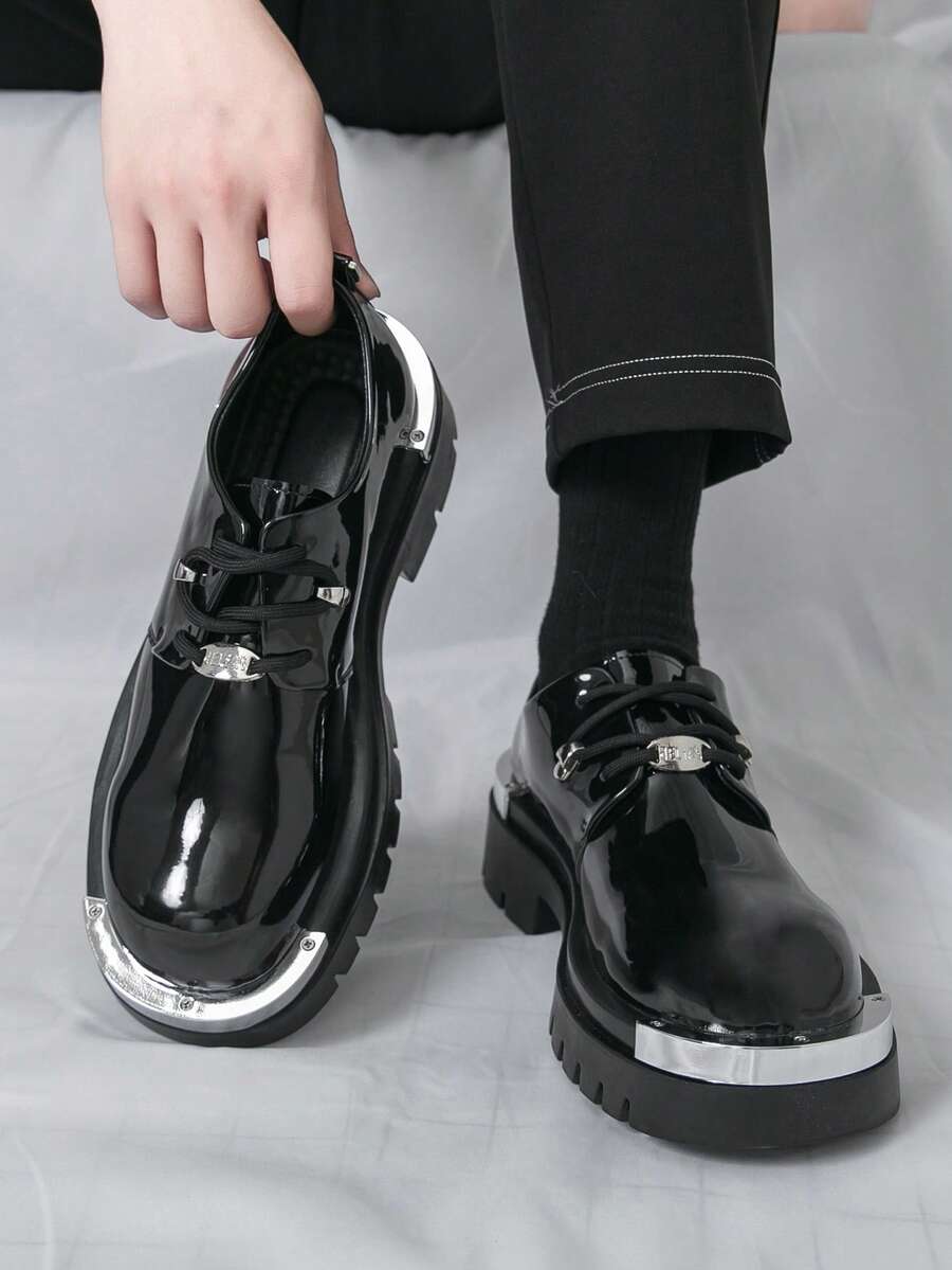 Men's Metal Toe Glossy Formal Oxford Shoes