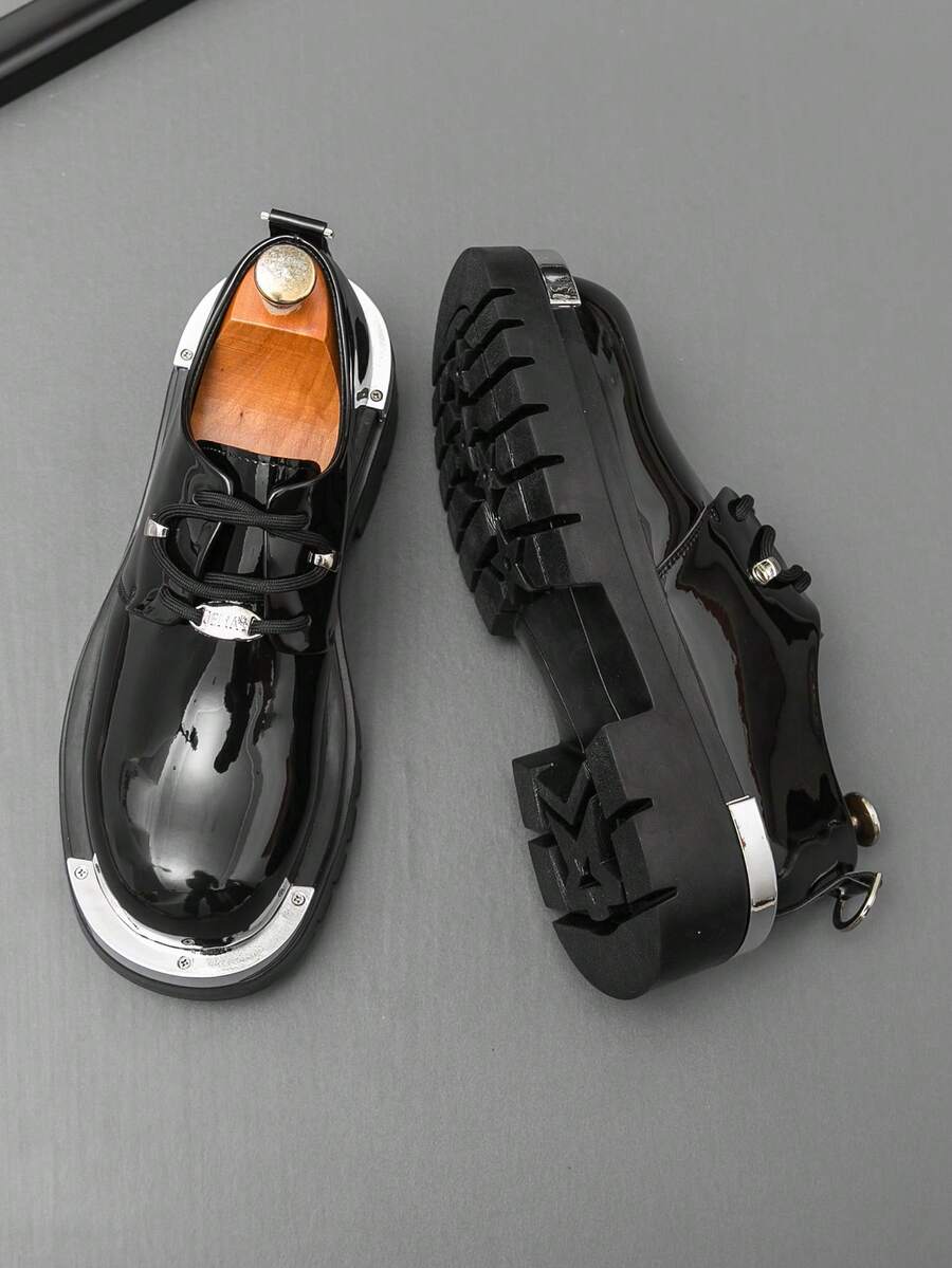Men's Metal Toe Glossy Formal Oxford Shoes