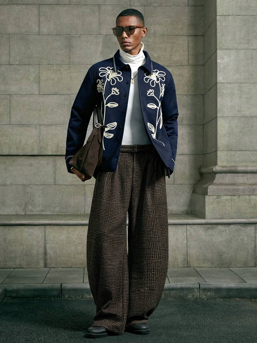 Men's Crochet Single-Breasted Padded Coat