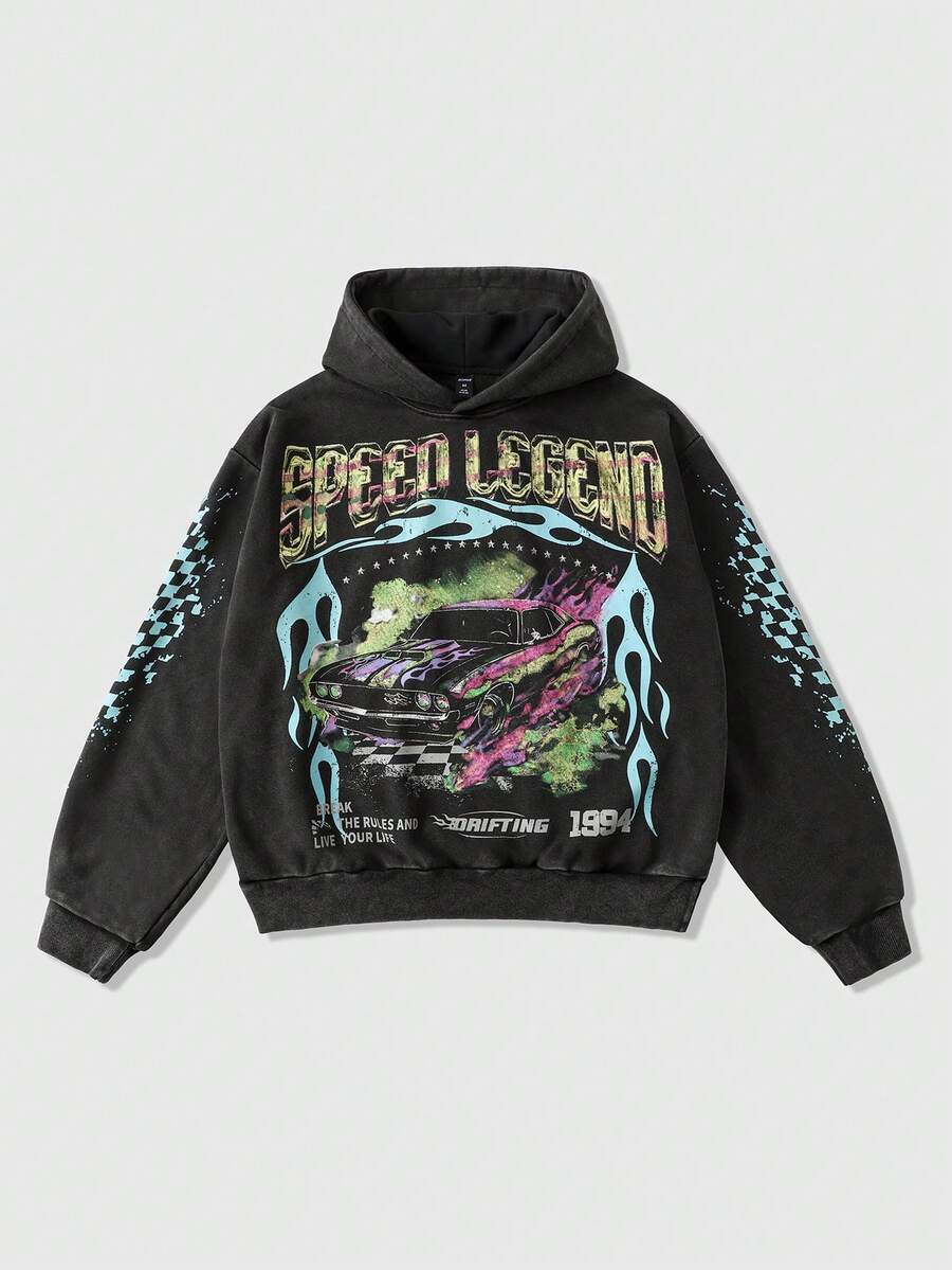 Men's Washed Vintage Graphic Hoodie
