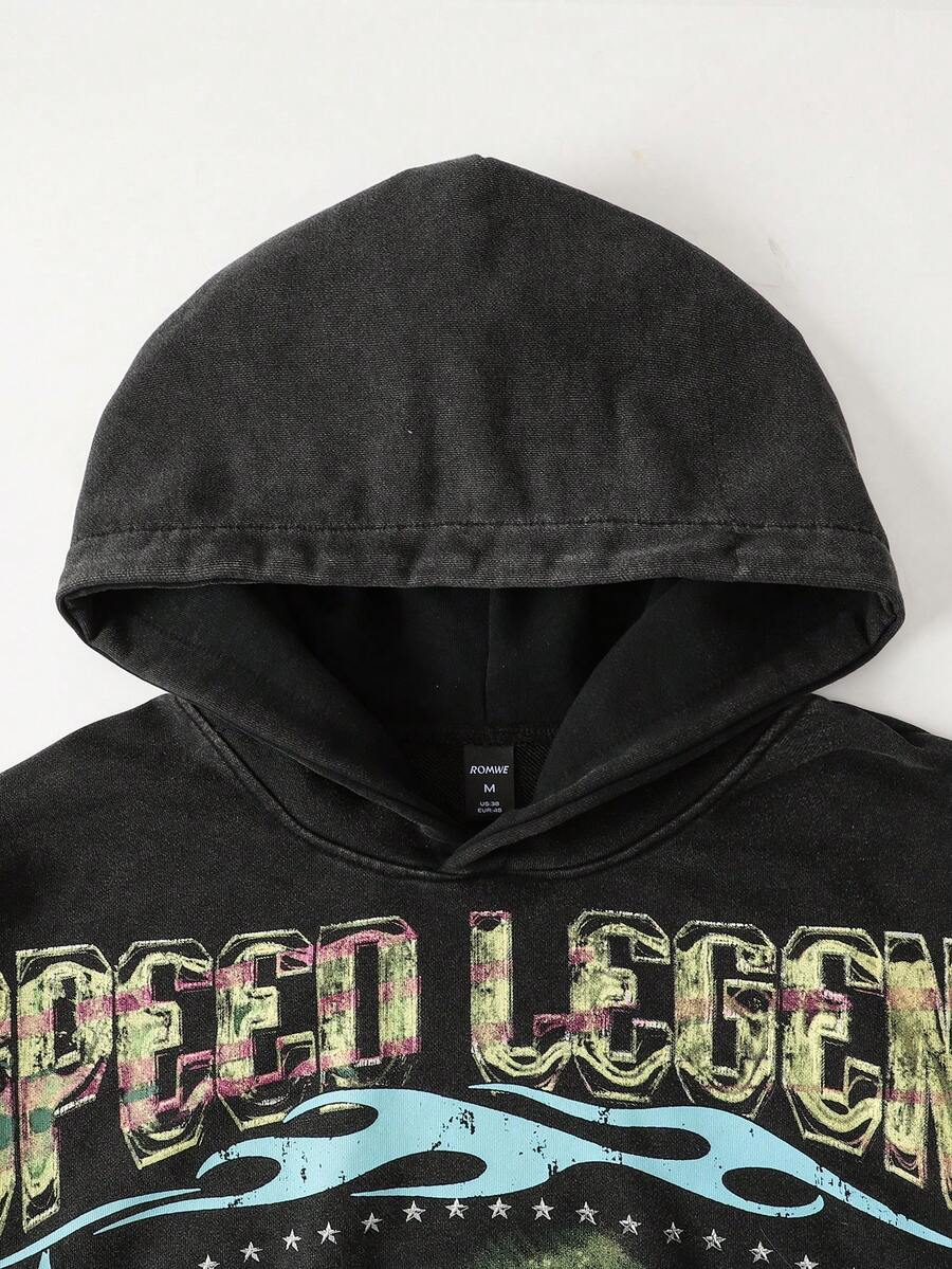 Men's Washed Vintage Graphic Hoodie