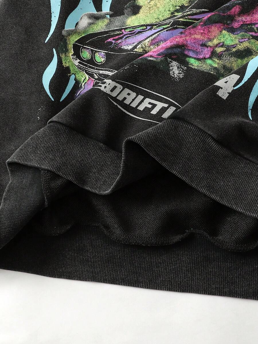 Men's Washed Vintage Graphic Hoodie