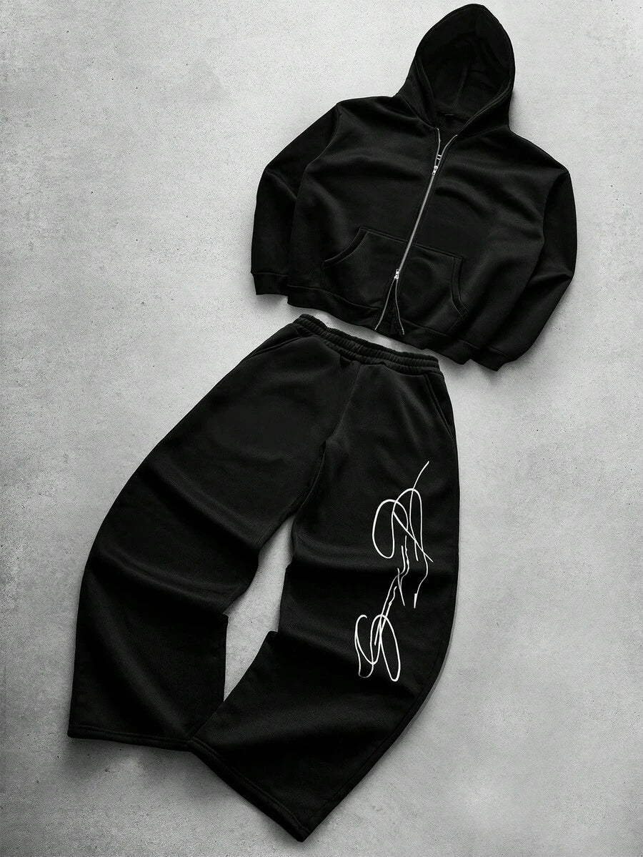 Men's Embroidered Hoodie & Pants 2PC Set