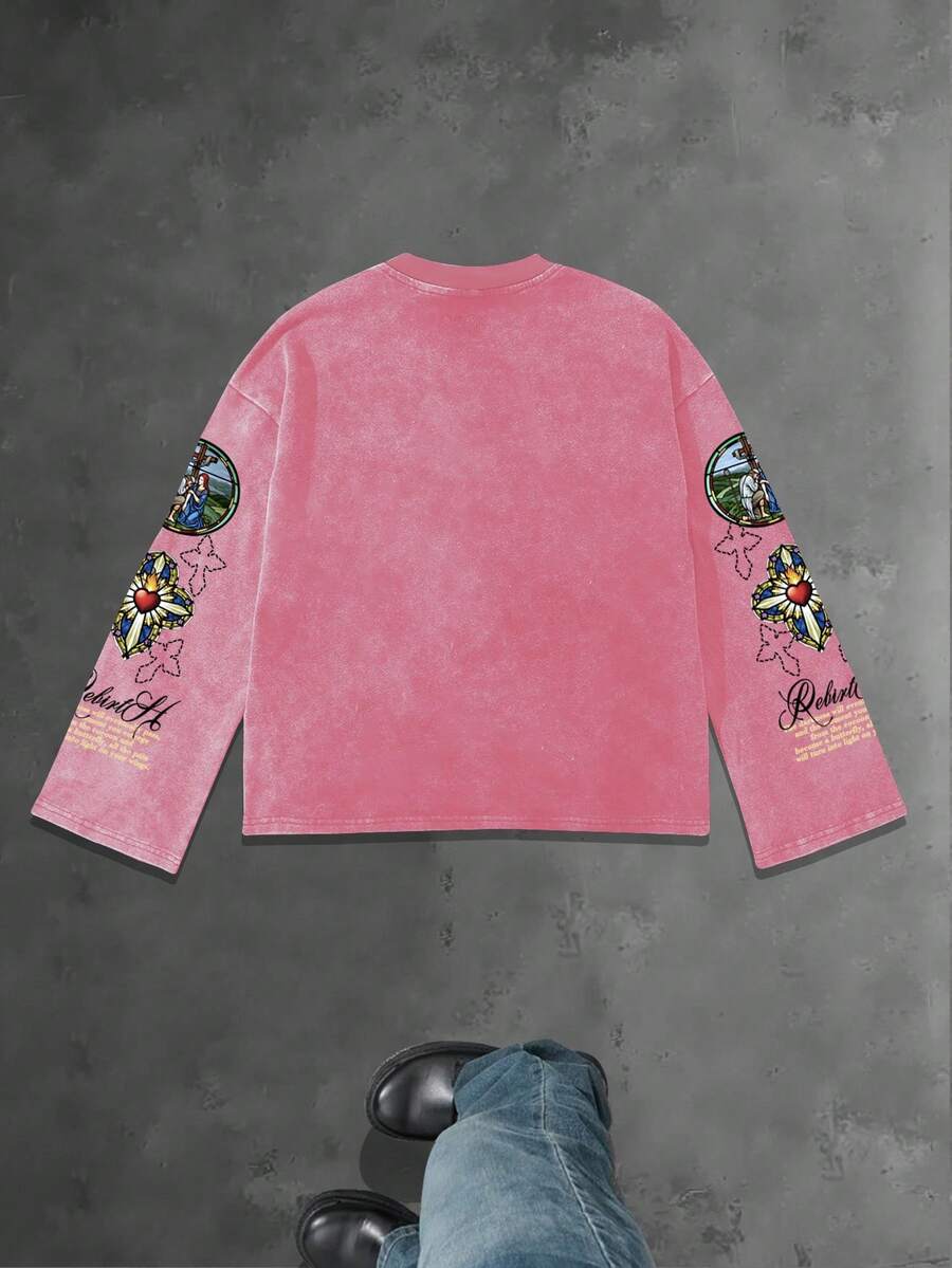 Casual Loose Fit Crew Neck Long Sleeve T-Shirt For Men