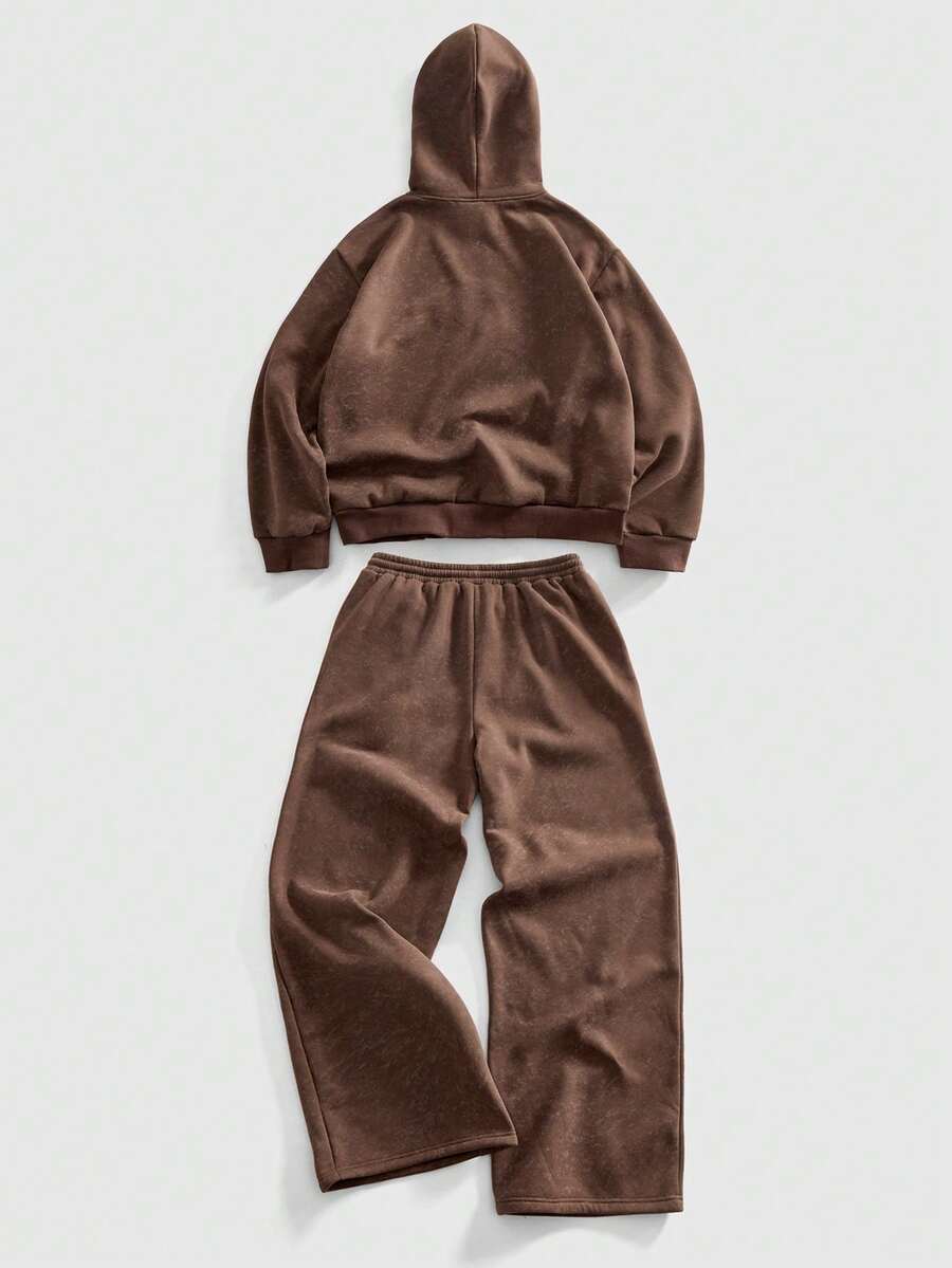 Graphic Hooded Sweatshirt And Sweatpants Set