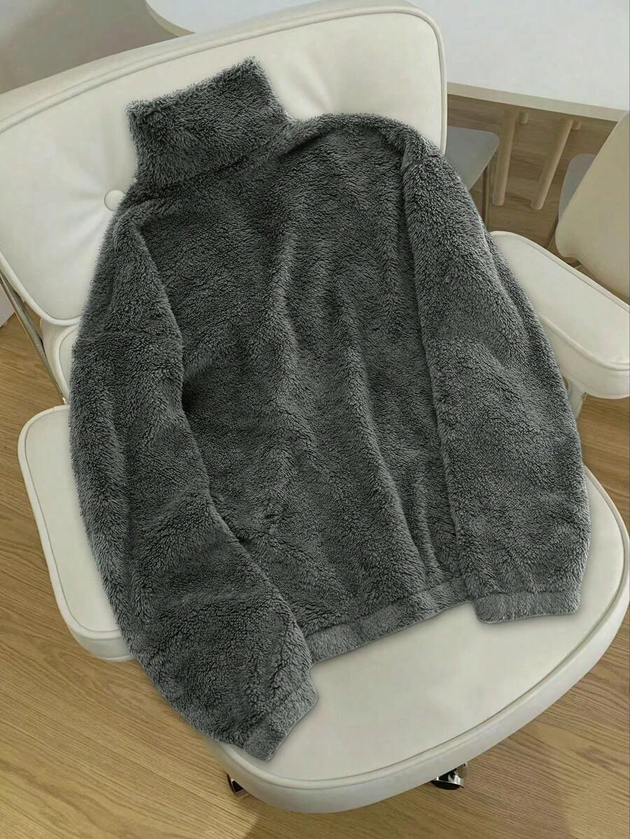 Men's Patchwork Stand Collar Half-Zip Fleece Sweatshirt