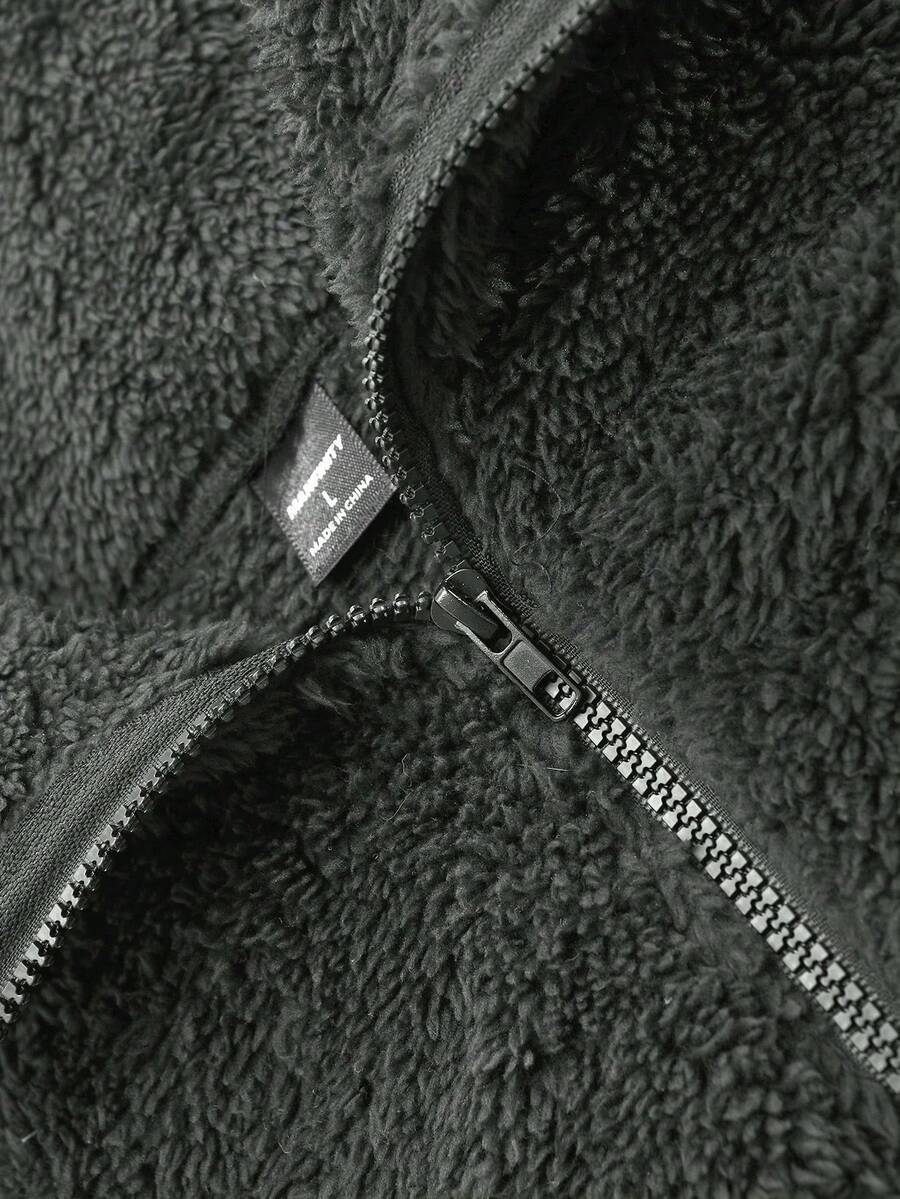 Men's Patchwork Stand Collar Half-Zip Fleece Sweatshirt