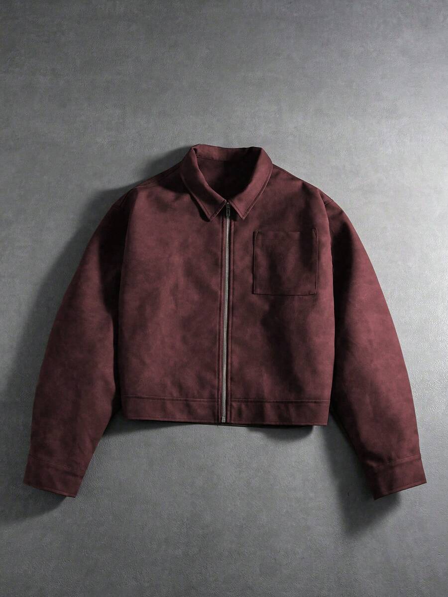 Men's PU Leather Zip-Up Jacket