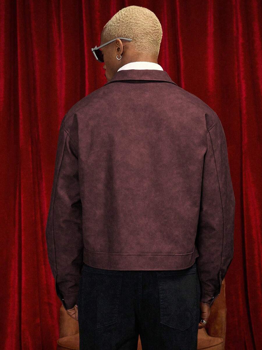 Men's PU Leather Zip-Up Jacket