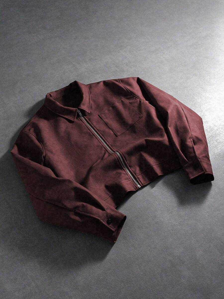 Men's PU Leather Zip-Up Jacket