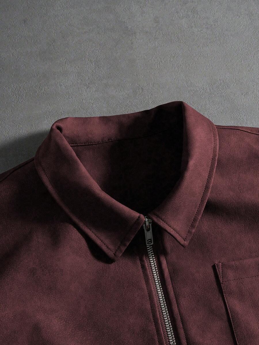 Men's PU Leather Zip-Up Jacket