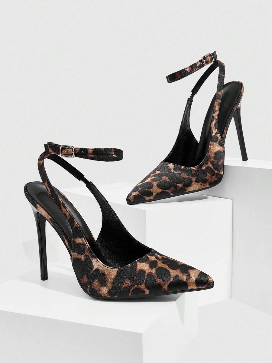 Women's Brown Leopard Print Stiletto High Heel Pumps