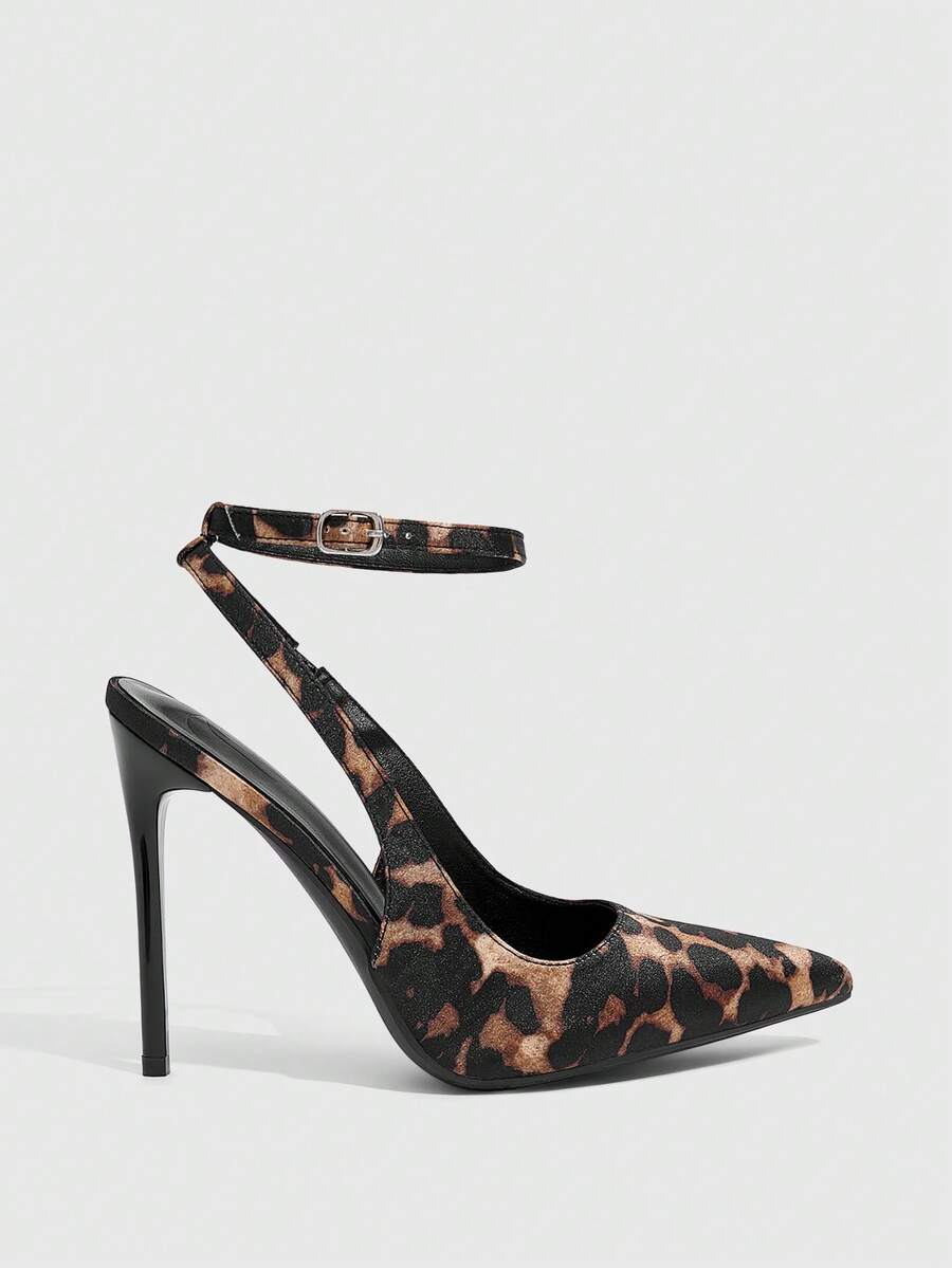 Women's Brown Leopard Print Stiletto High Heel Pumps