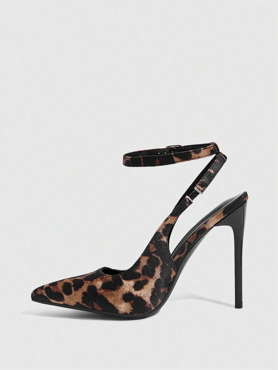 Women's Brown Leopard Print Stiletto High Heel Pumps