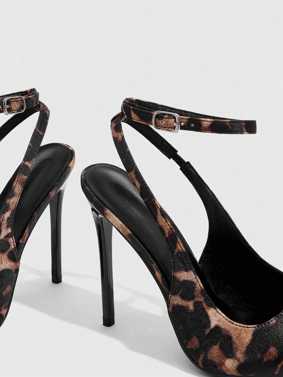 Women's Brown Leopard Print Stiletto High Heel Pumps