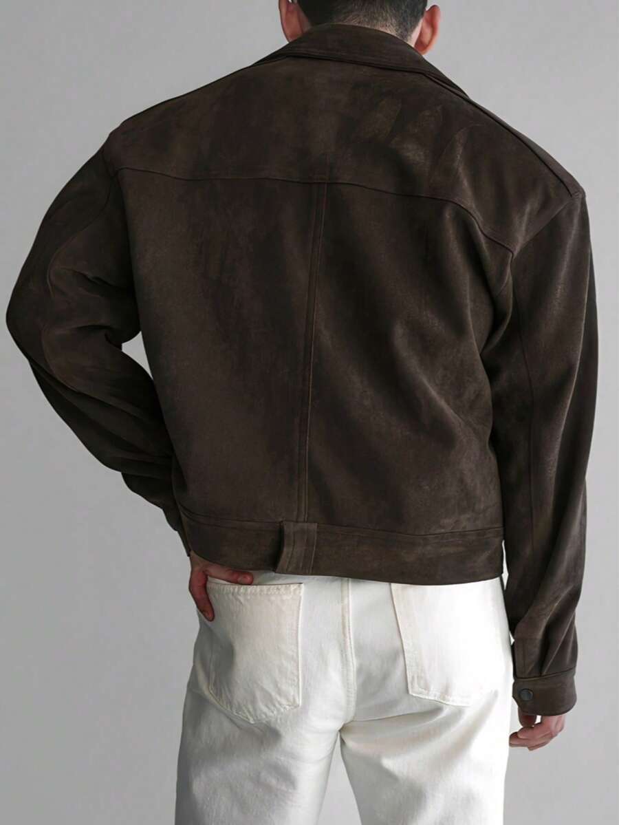 Maillard Vintage Brown Lightweight Utility Jacket For Men