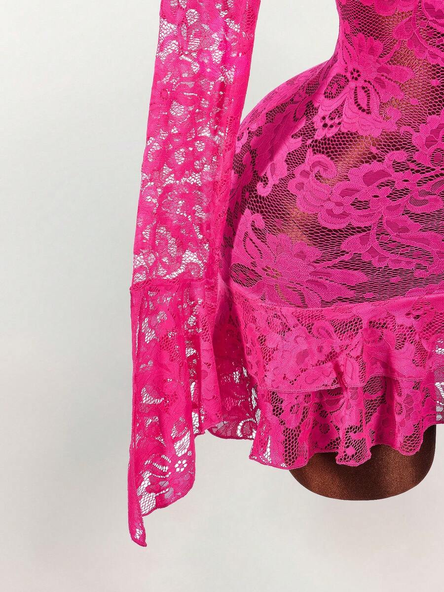 Sheer Low-Cut Hippie Style Mini Dress