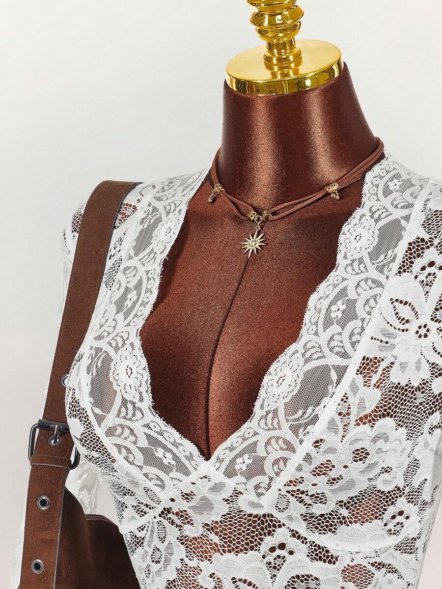 Sheer Low-Cut Hippie Style Mini Dress
