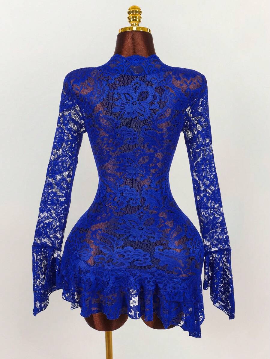 Sheer Low-Cut Hippie Style Mini Dress