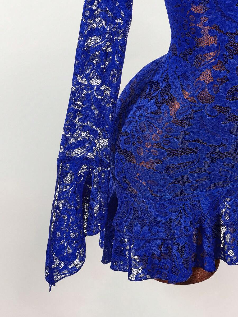 Sheer Low-Cut Hippie Style Mini Dress