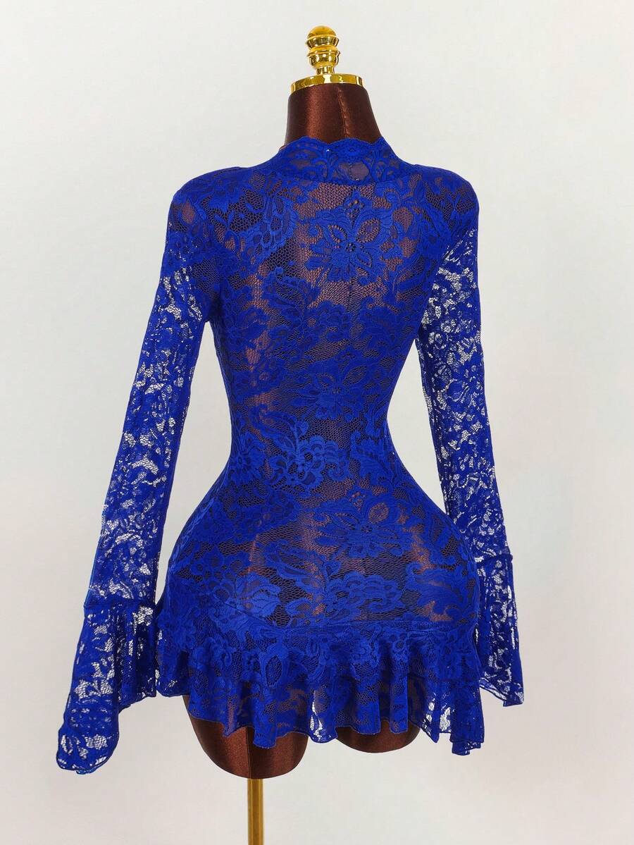Sheer Low-Cut Hippie Style Mini Dress