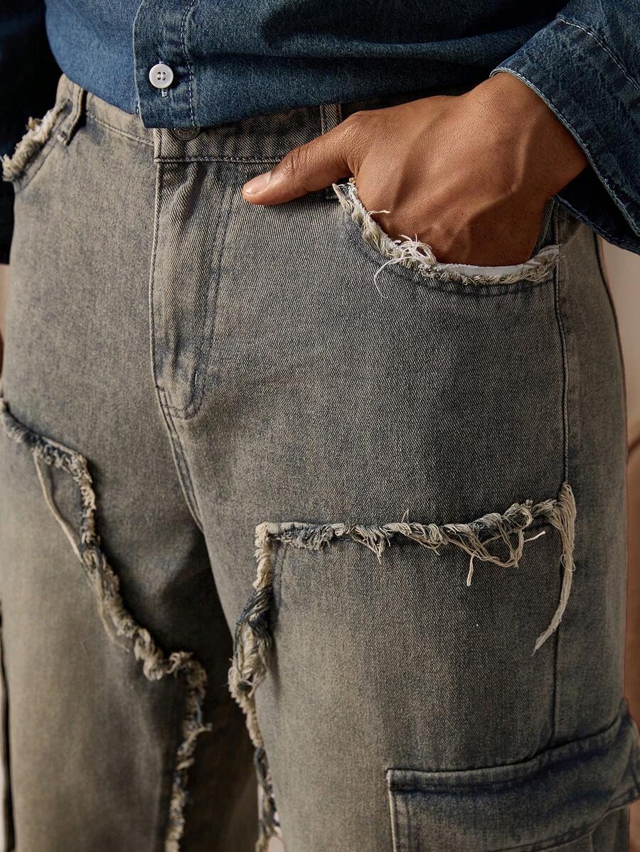 Unisex Casual Jeans With Letter & Graphic Print, American Style