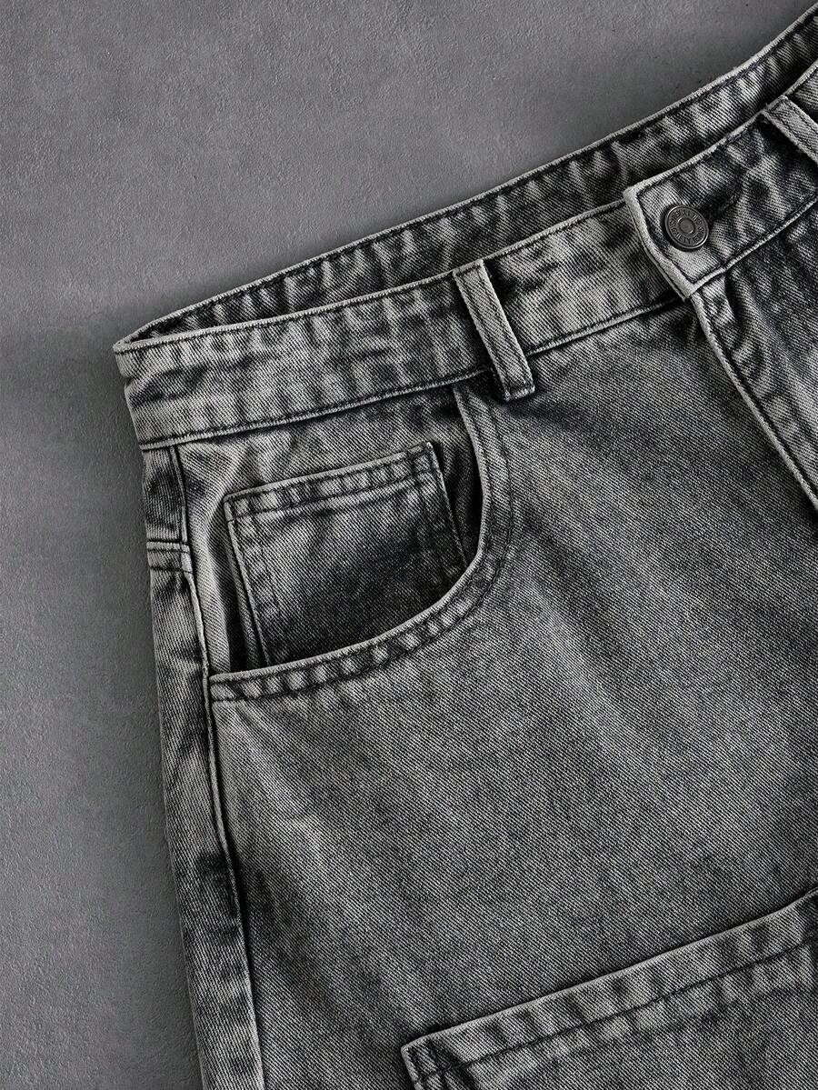 Men's Embroidered Pattern Punk Relaxed Fit Jeans