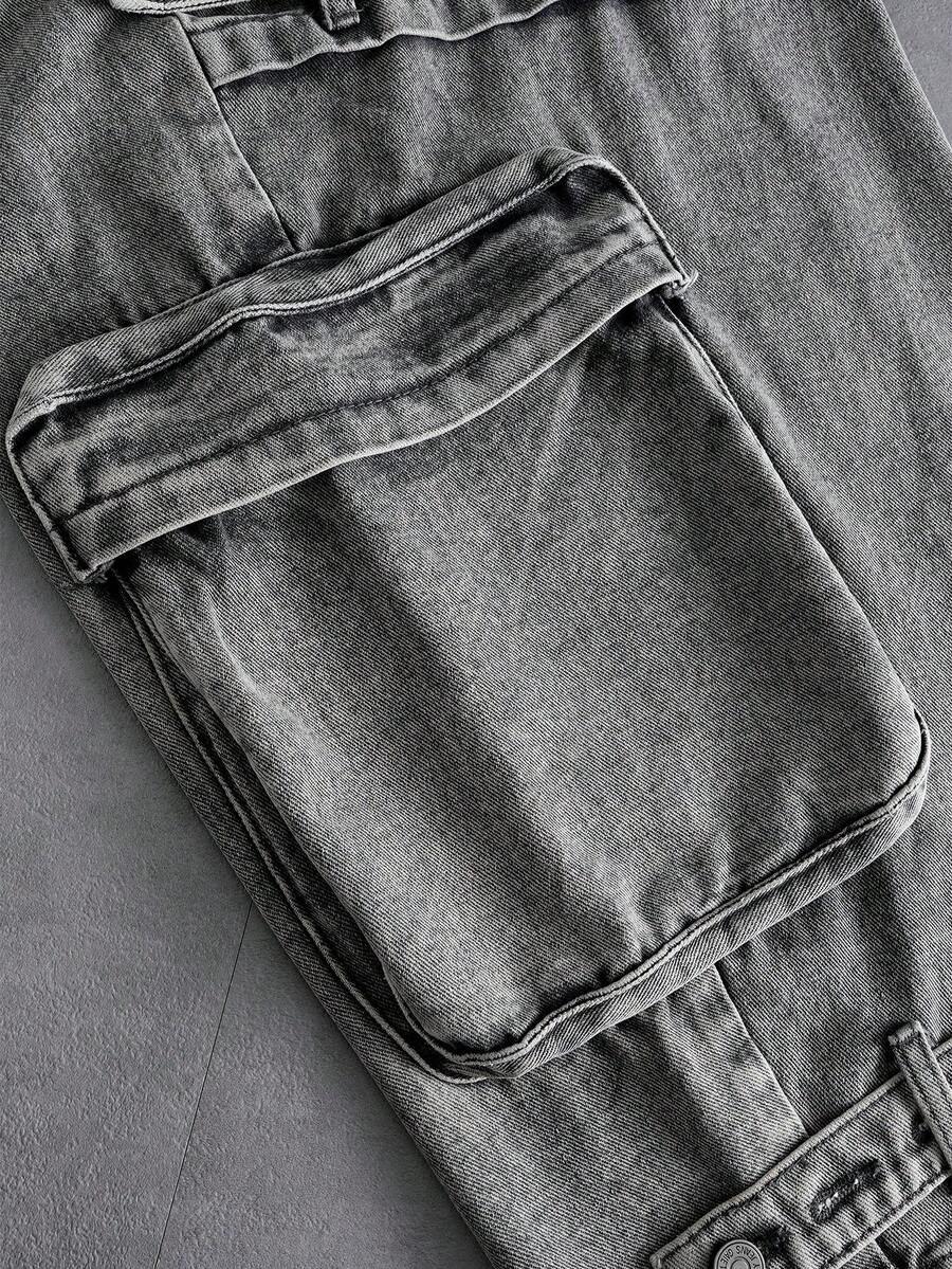 Men's Embroidered Pattern Punk Relaxed Fit Jeans