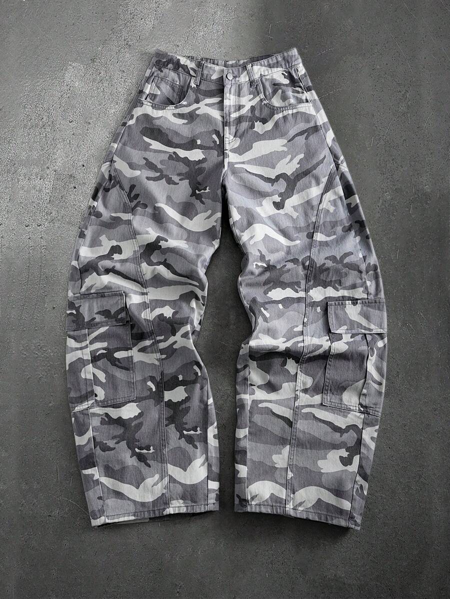 Men's Embroidered Pattern Punk Relaxed Fit Jeans
