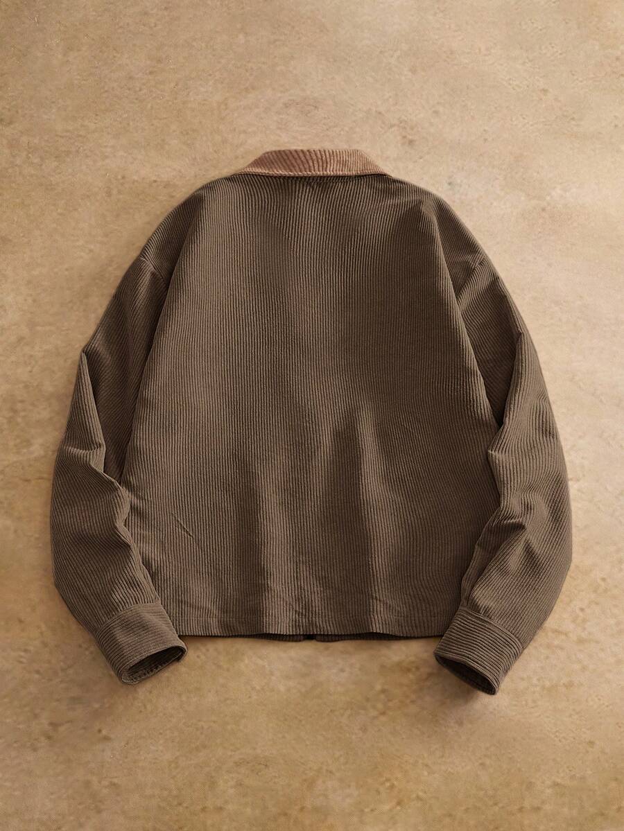 Men's Long Sleeve Casual Woven PU Leather Jacket