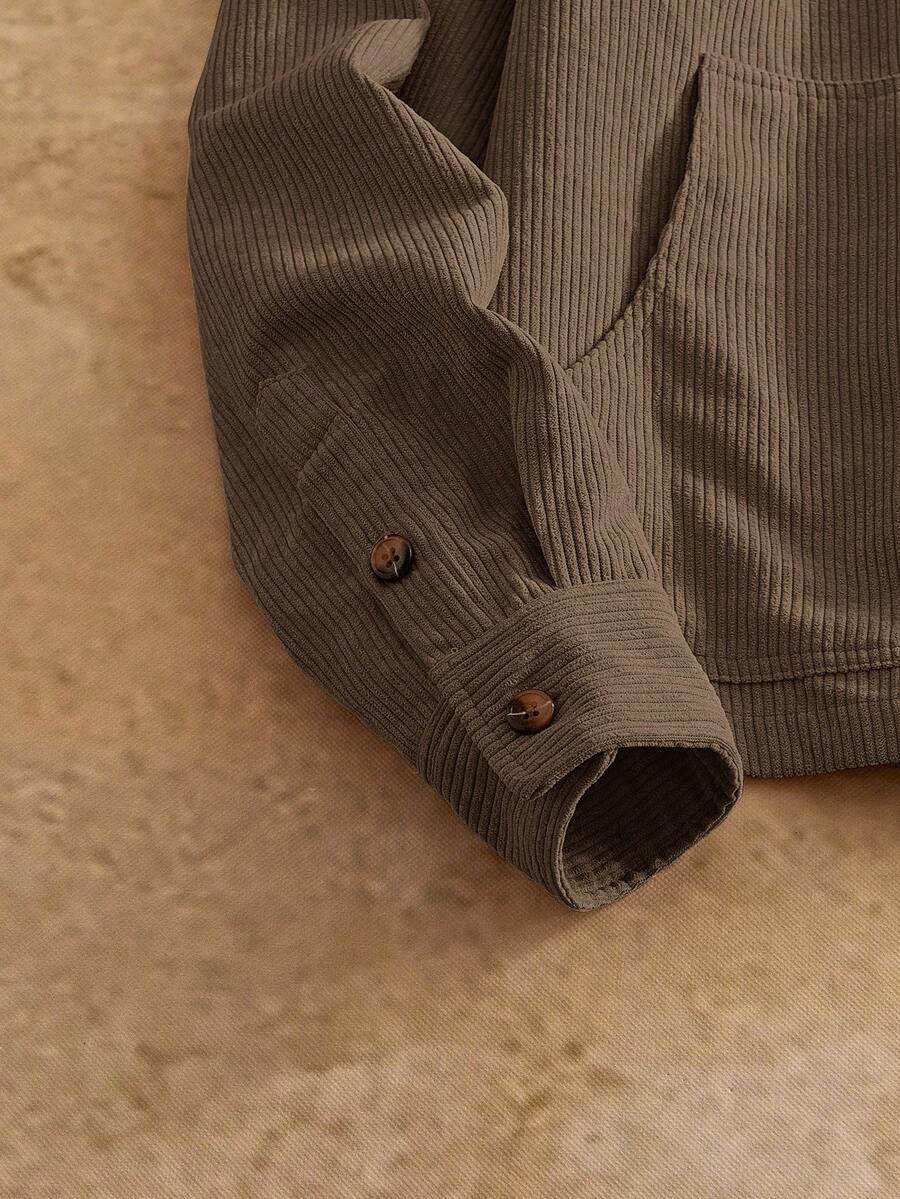 Men's Long Sleeve Casual Woven PU Leather Jacket