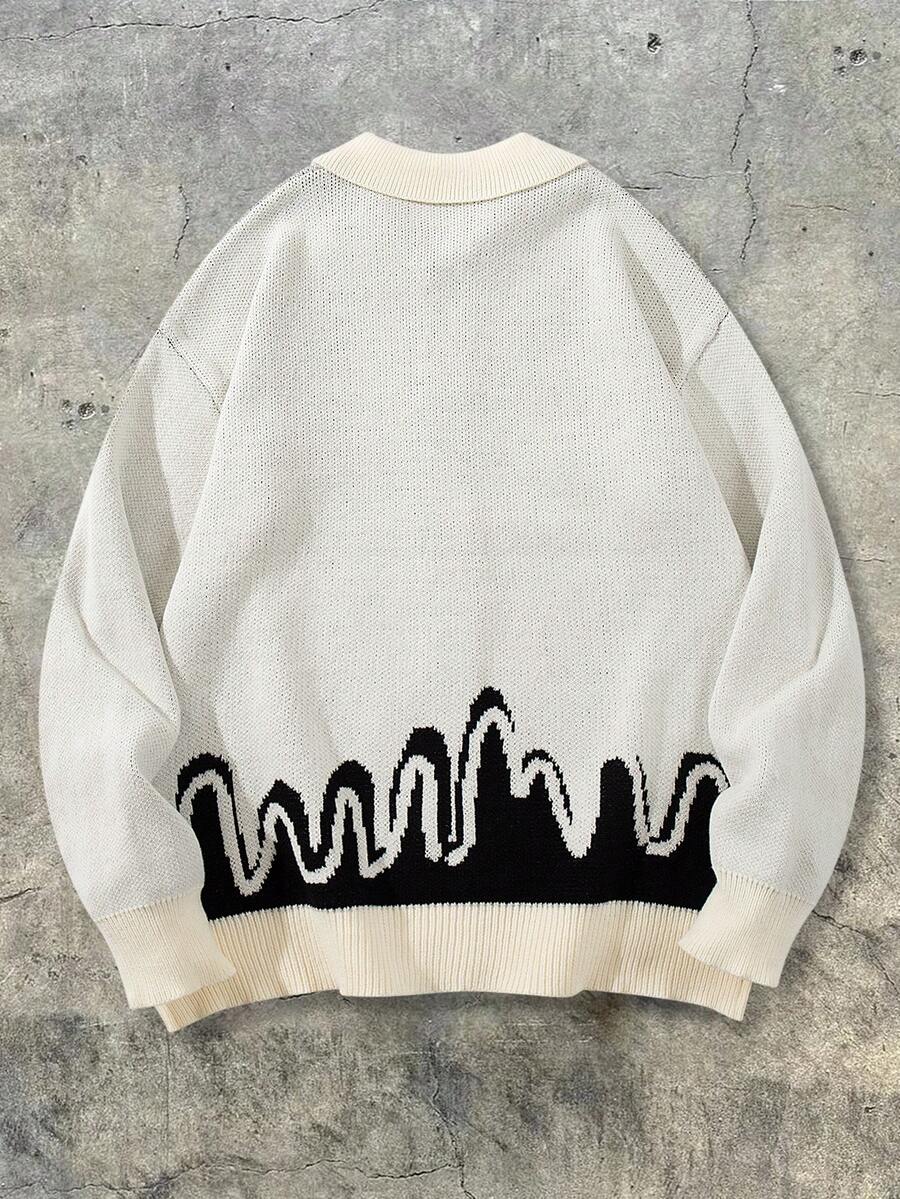 Men's Casual Loose Solid Color Cardigan Sweater