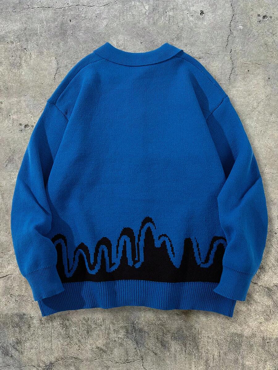 Men's Casual Loose Solid Color Cardigan Sweater