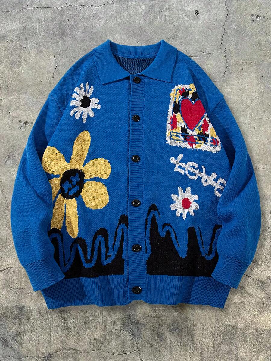 Men's Casual Loose Solid Color Cardigan Sweater