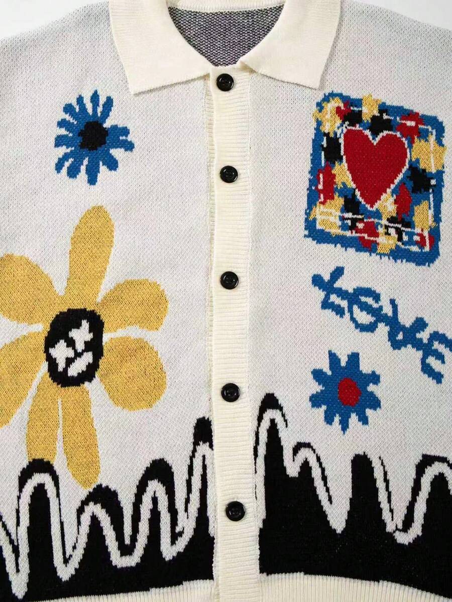 Men's Casual Loose Solid Color Cardigan Sweater