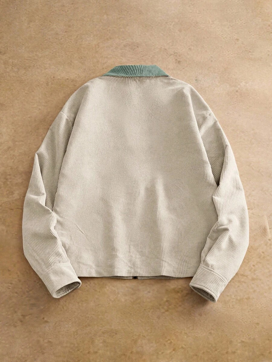 Men's Long Sleeve Casual Woven PU Leather Jacket
