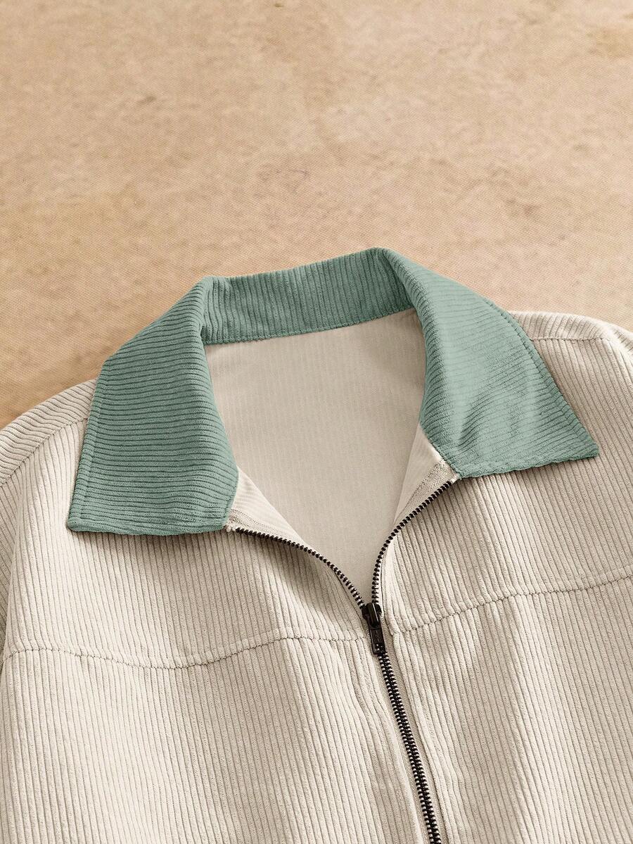 Men's Long Sleeve Casual Woven PU Leather Jacket