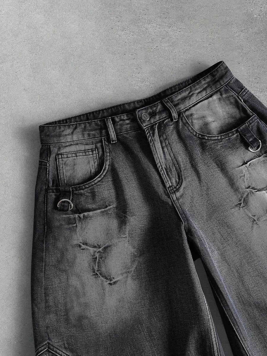 Men's Embroidered Pattern Punk Relaxed Fit Jeans