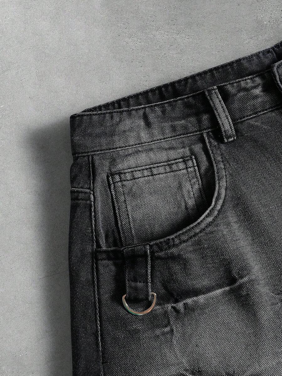Men's Embroidered Pattern Punk Relaxed Fit Jeans