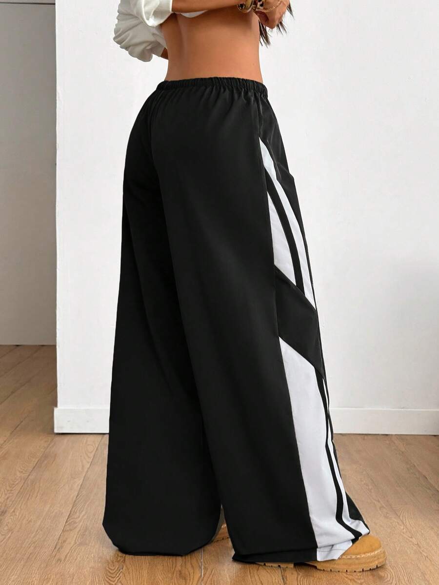 Women's Color-Blocked Cargo Parachute Pants