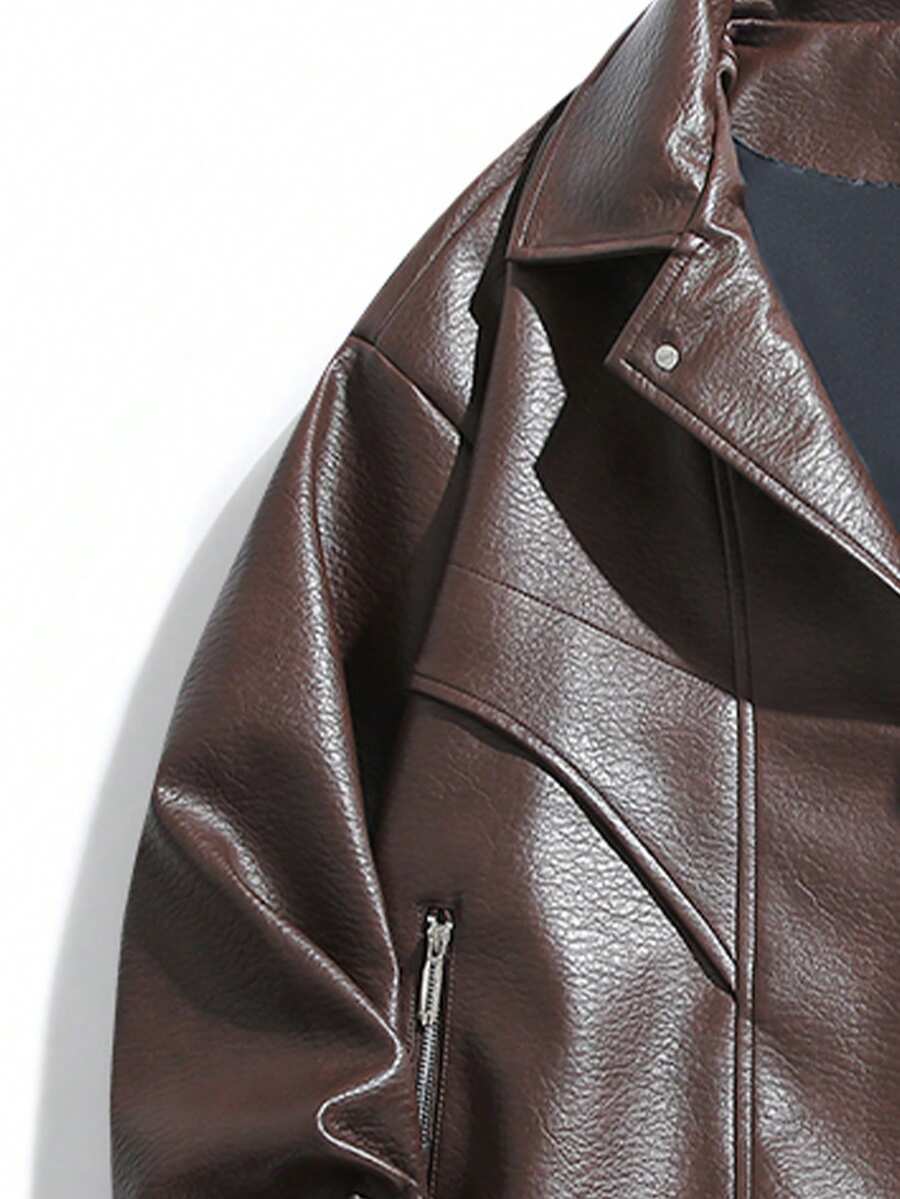 Men's Black Vintage Motorcycle PU Leather Jacket