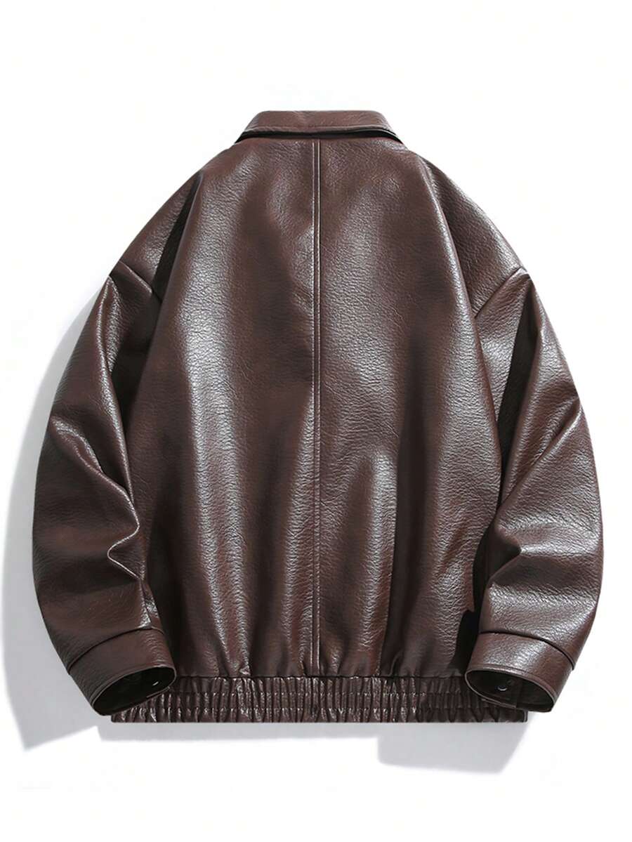 Men's Black Vintage Motorcycle PU Leather Jacket