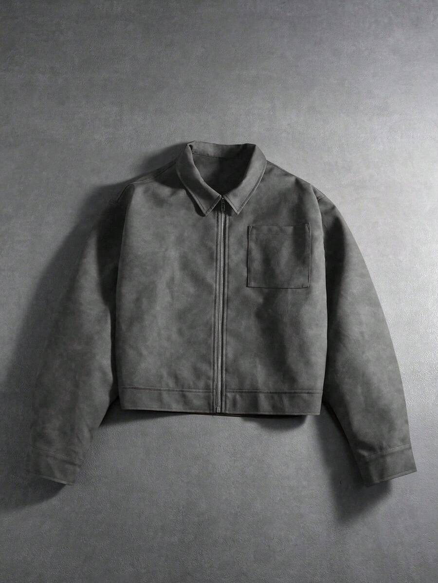 Men's PU Leather Zip-Up Jacket