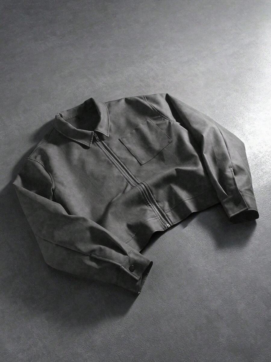 Men's PU Leather Zip-Up Jacket