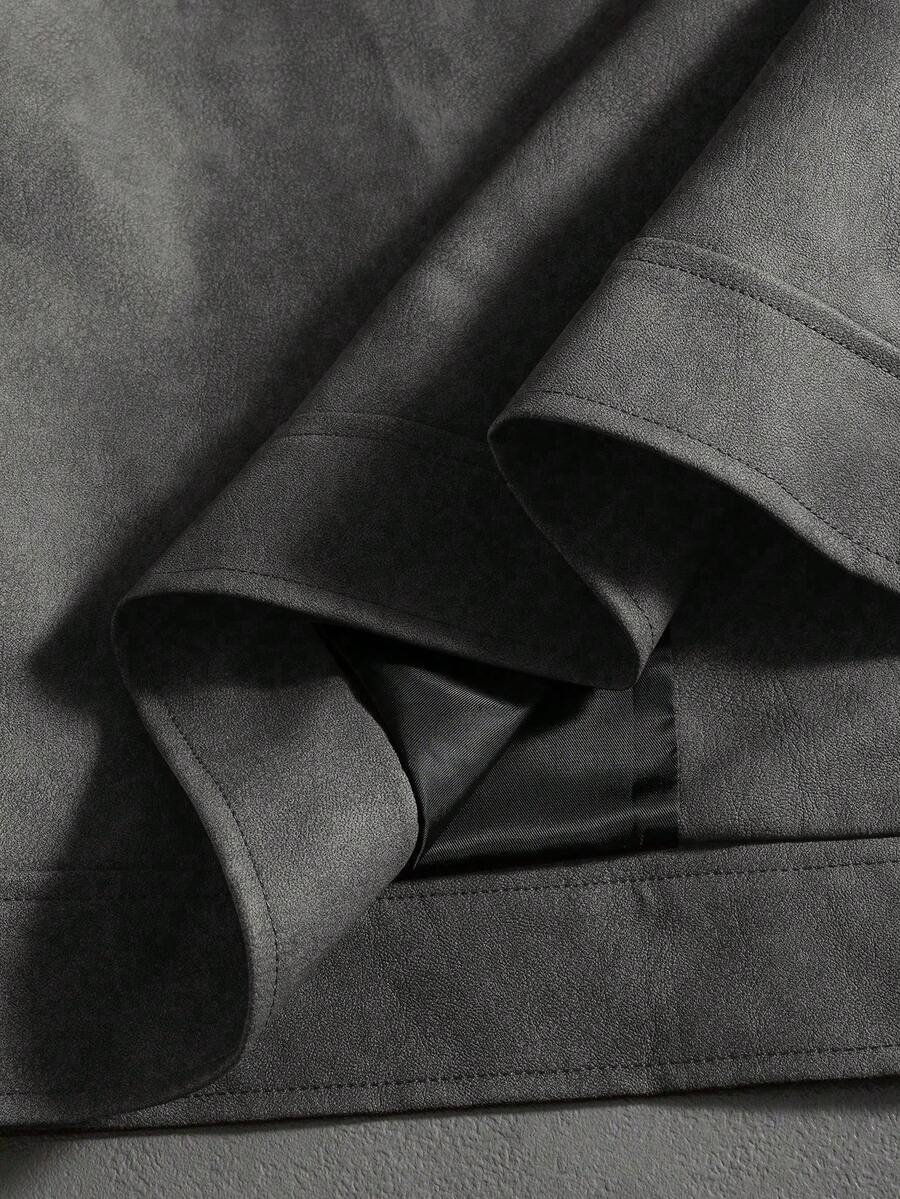 Men's PU Leather Zip-Up Jacket