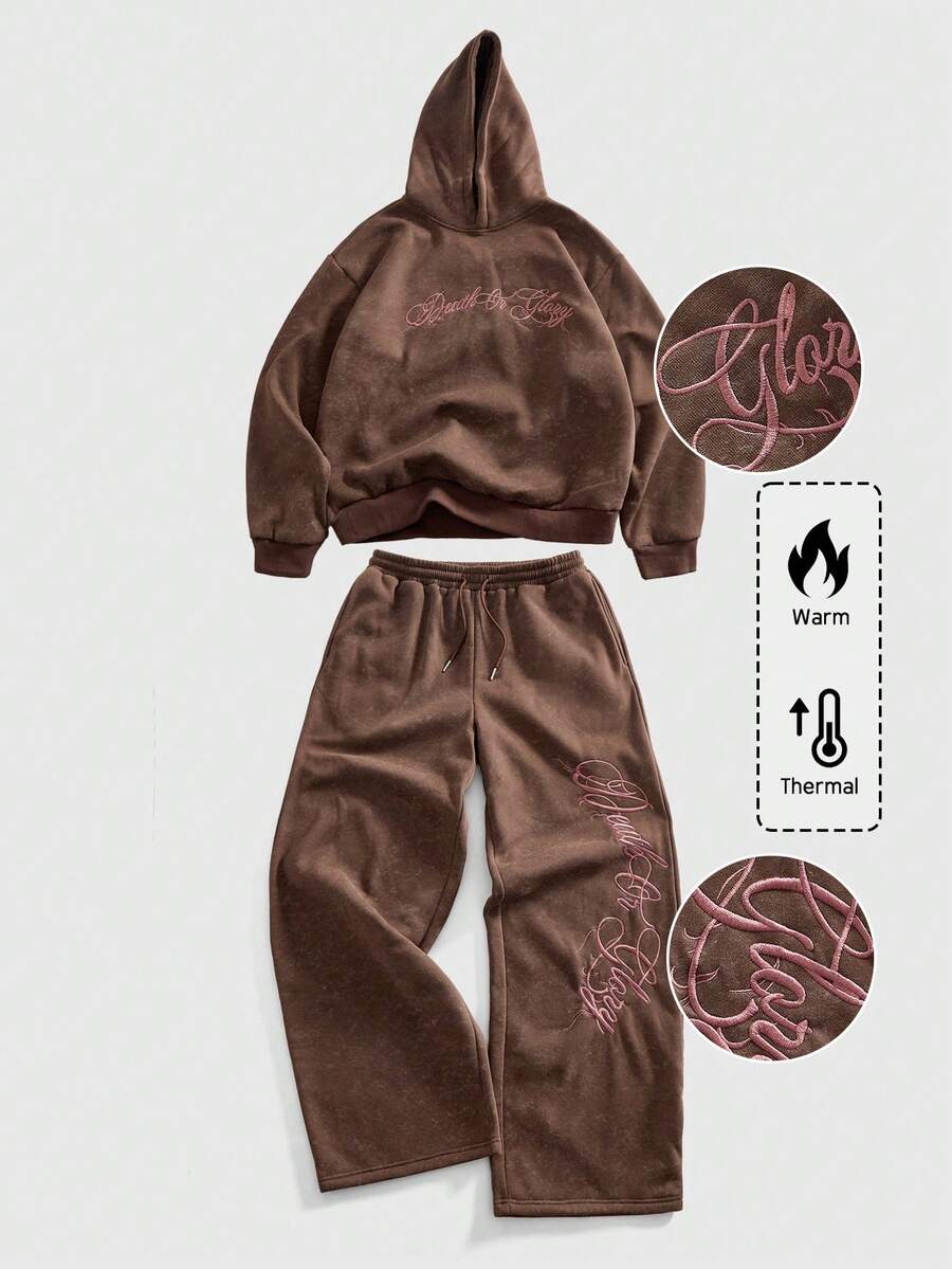 Graphic Hooded Sweatshirt And Sweatpants Set