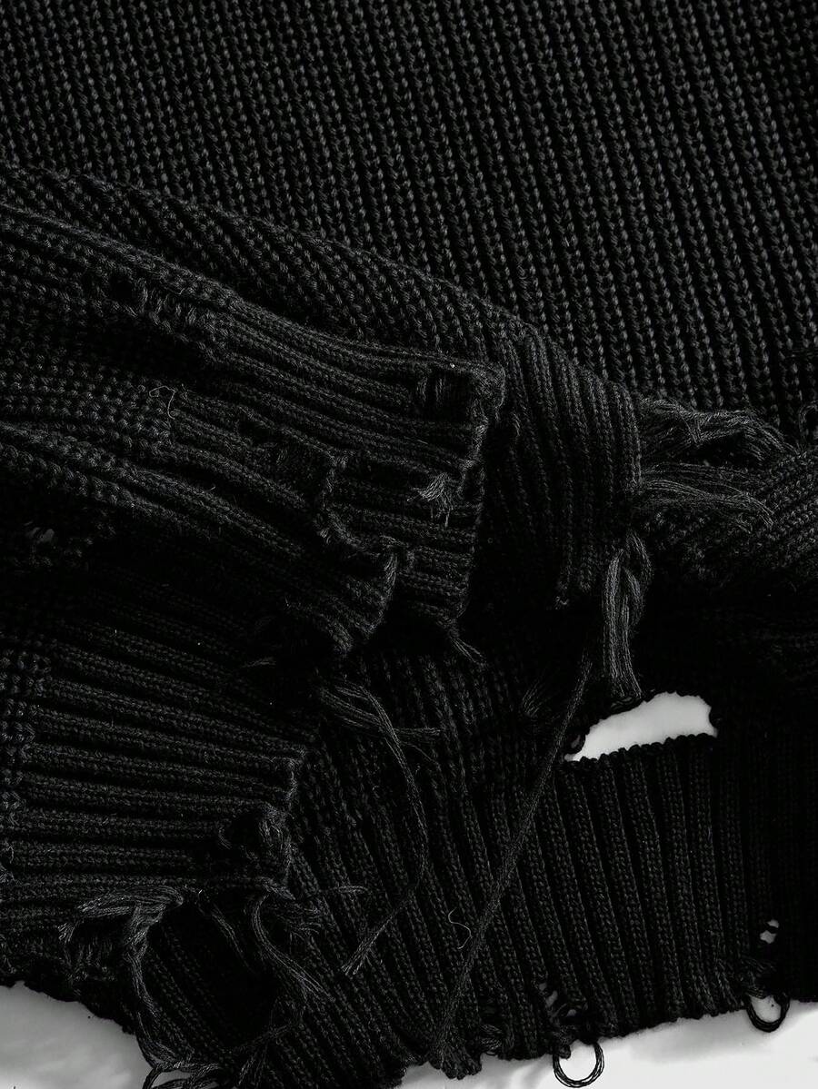 Men's Punk Distressed Knit Sweater