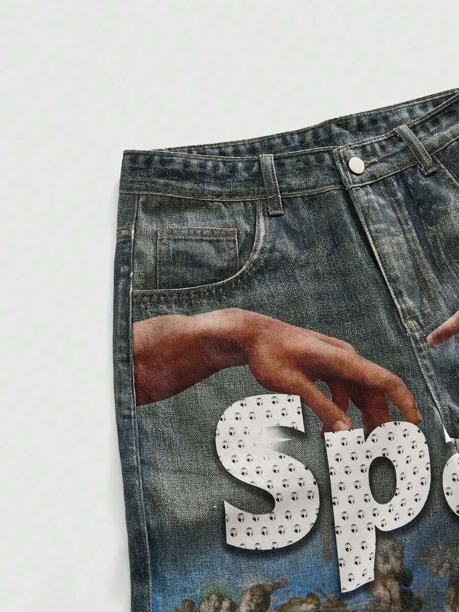 Men's Graphic Wide Leg Loose Casual Jeans