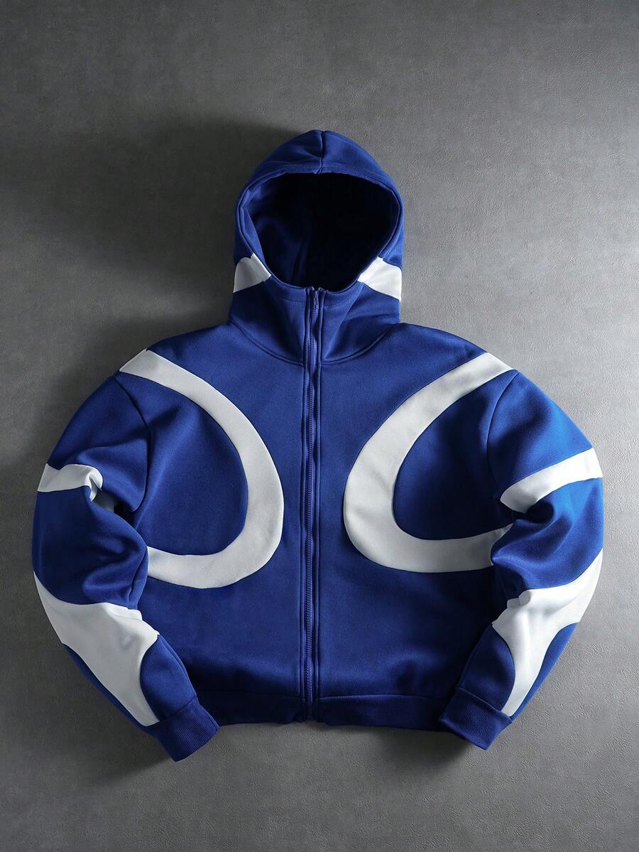 Men's Patchwork Zip-Up Hoodie