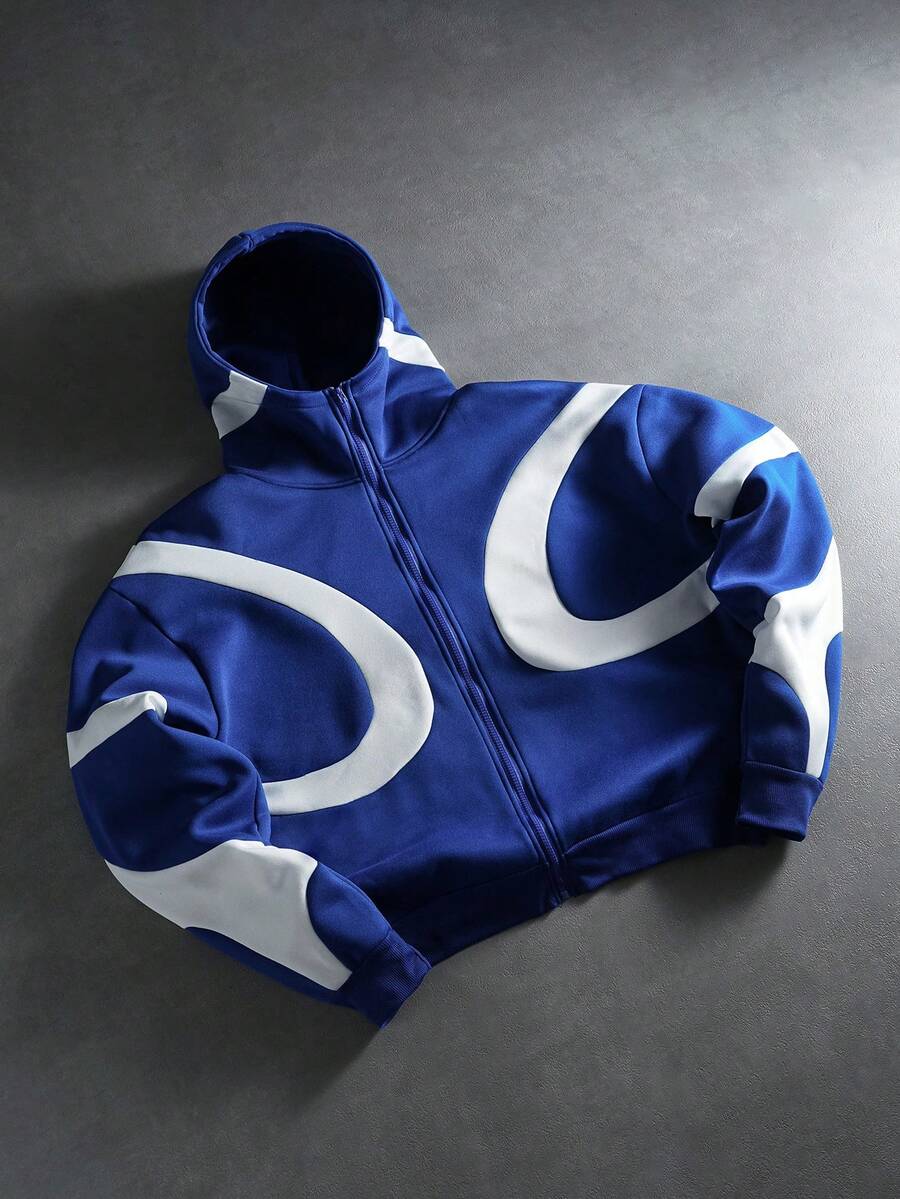 Men's Patchwork Zip-Up Hoodie